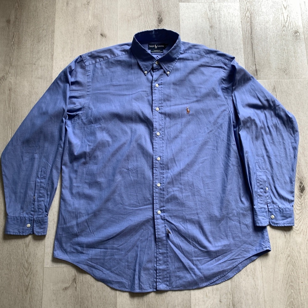 Vtg Polo Ralph Lauren Men's Yarmouth Blue Oxford Shirt‎ Size 17-36 XL Cotton